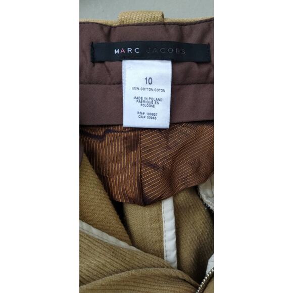 Marc Jacobs Wide Leg Cuffed Corduroy Tan Pants Size 10 - Cotton, flap pockets. - Picture 2 of 9